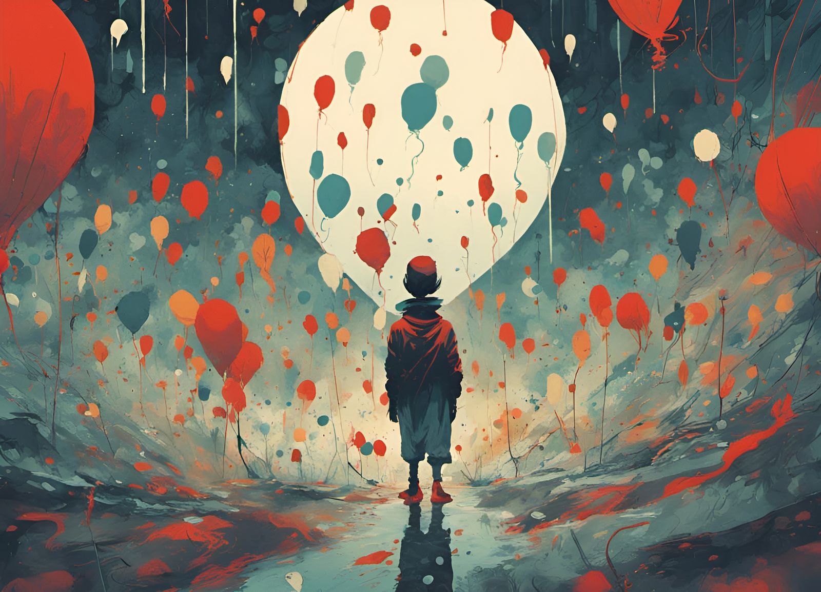 Colorful Horror Clown in Composite Art Style