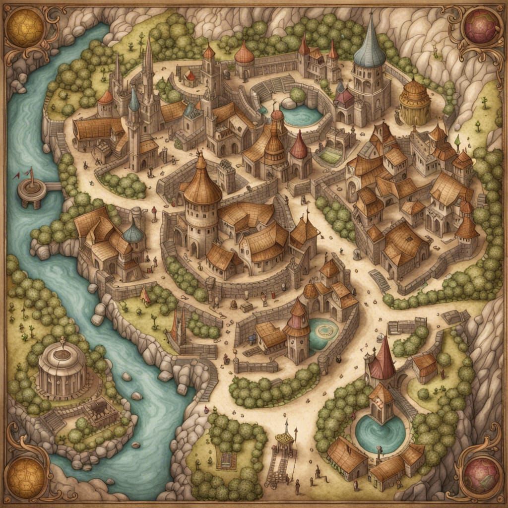Detailed Fantasy City Map for Dungeons and Dragons