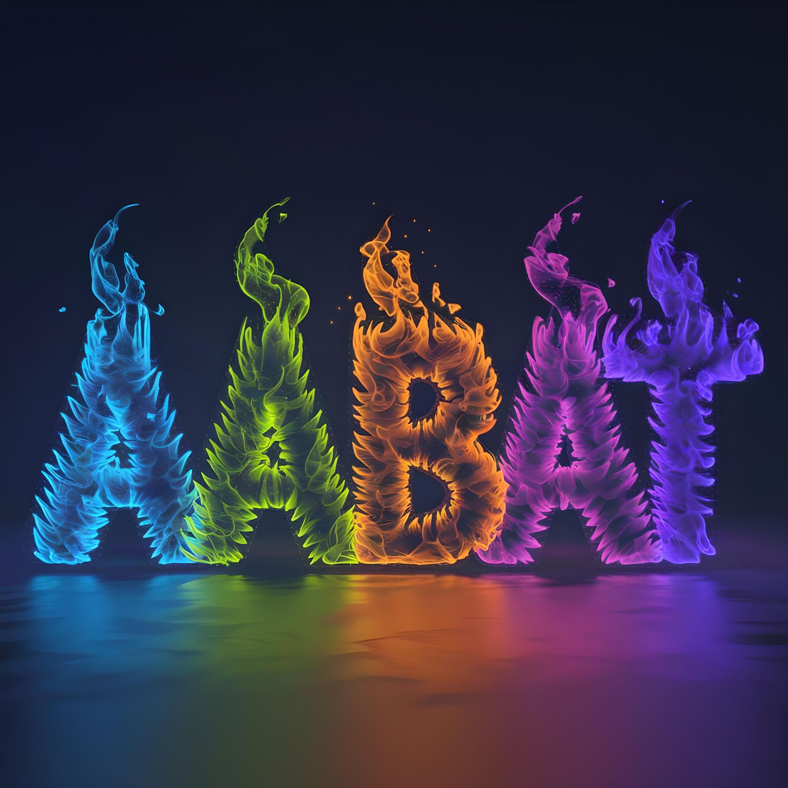 Vibrant 3D Render of AABAT in Flame Patterns
