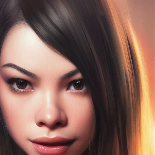 Detailed Portrait of Miranda Cosgrove in Art Nouveau Style