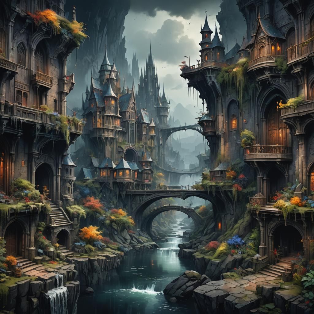 Dark Moody Watercolor Art: Detailed Matte Painting