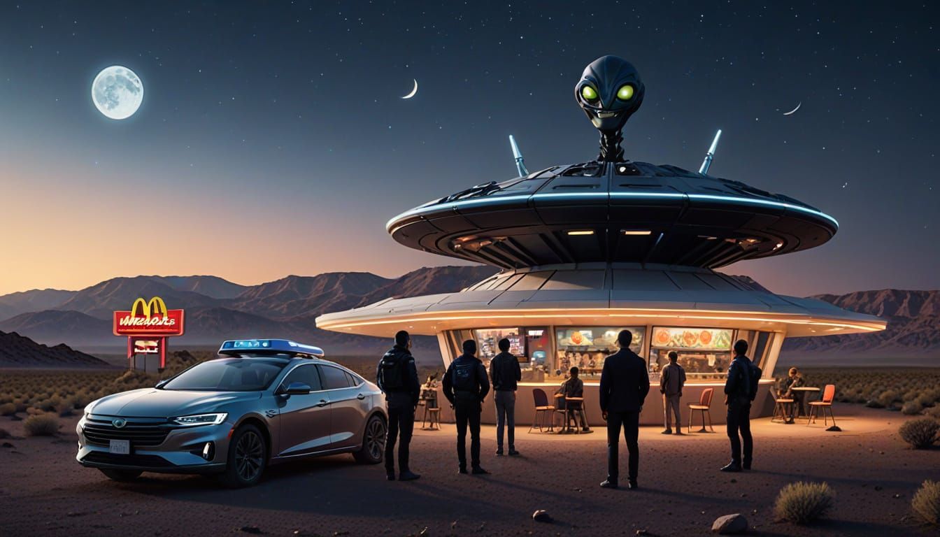 Men in Black at Space-Themed McDonald's in Roswell