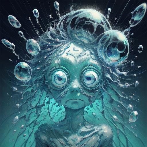 Abstract Soap Bubbles in Picasso and Burton Style