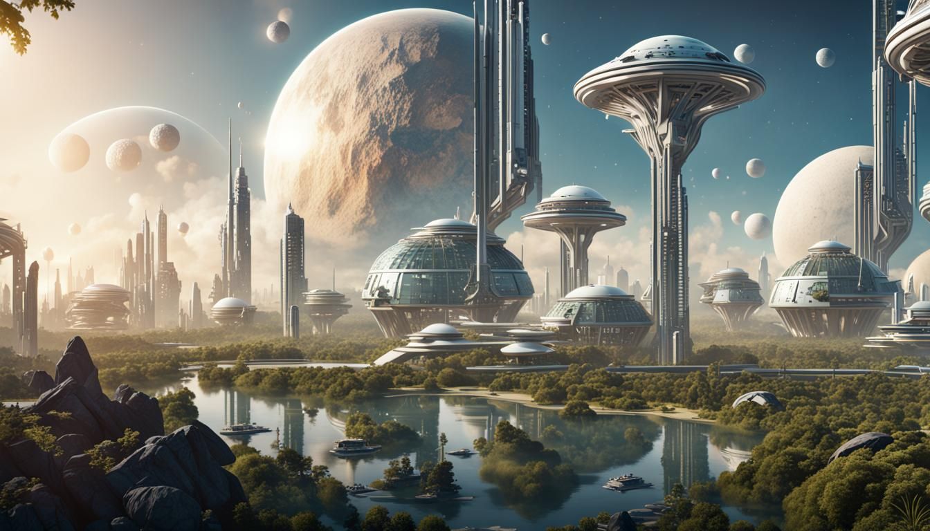 Utopian Space Colony: Bioengineered Harmony