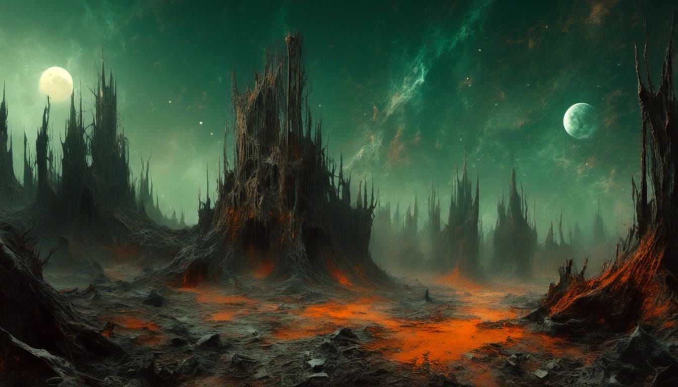 Macabre Exoplanet Junkyard with Spaceships
