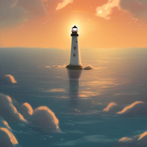 Lighthouses in Anime Style by Makoto Shinkai
