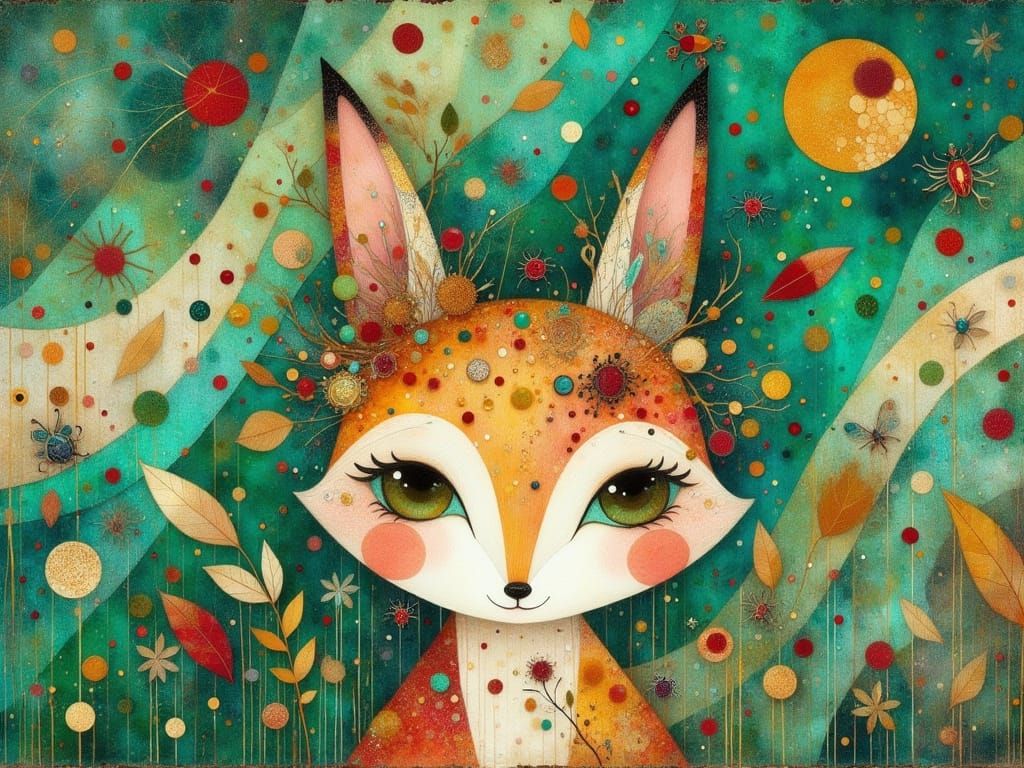 Whimsical Artist Character with Swirling Watercolors