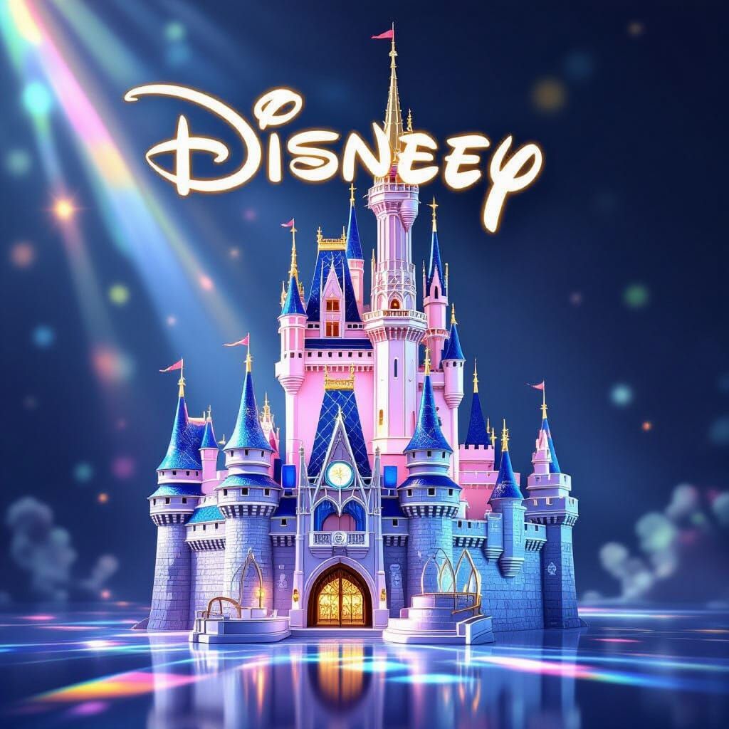 Crystal Disney Castle with Golden 'Disney' Text
