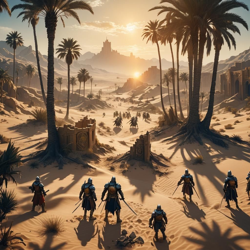 Crusaders Clash in Sun-Scorched Desert Oasis