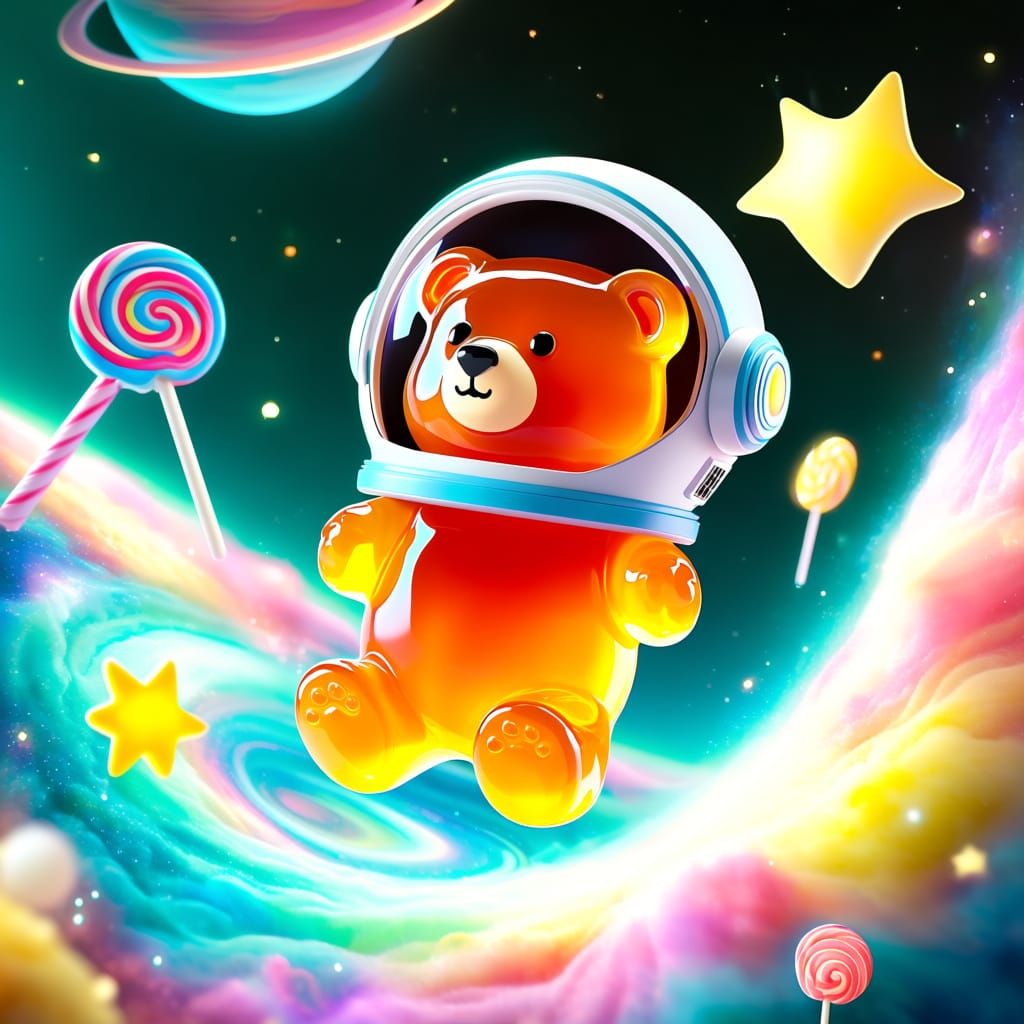 Gummy Bear Astronaut in a Candy Galaxy