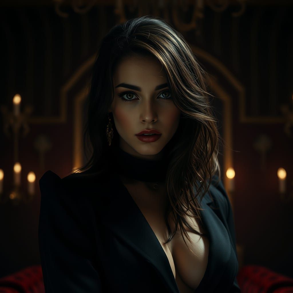 Intense Woman in Noir Style