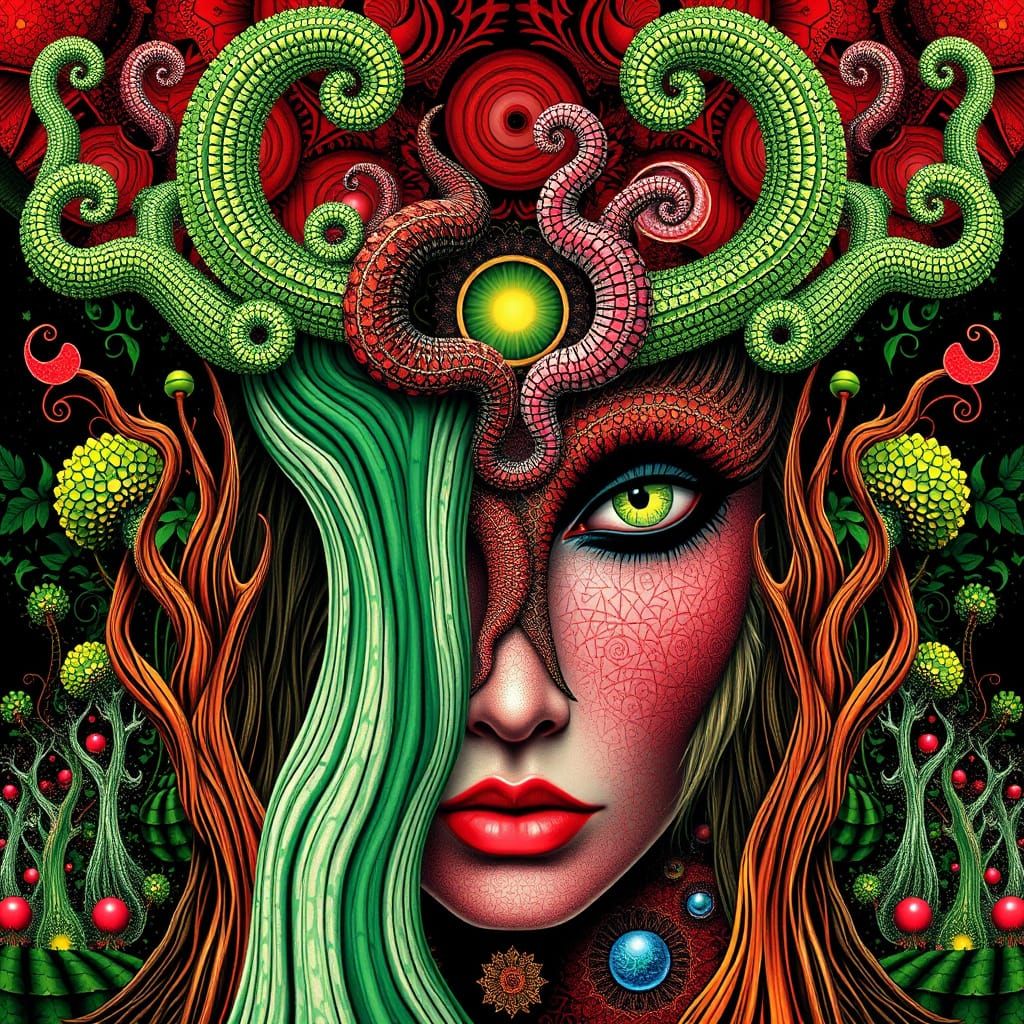 A Futuristic Goddess with Exotic, Intricately Patterned Skin