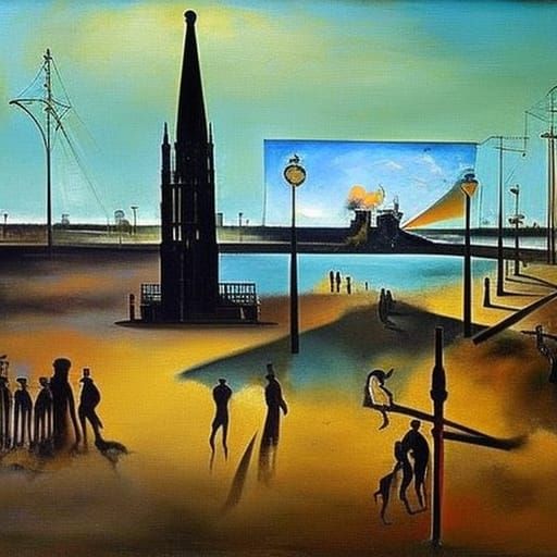 Surreal Melting Landscape in Oil on Canvas