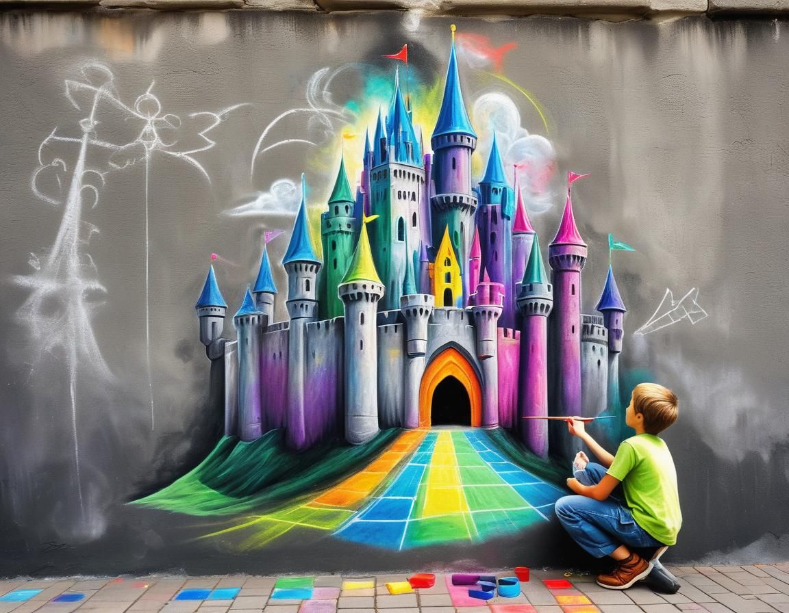 Fantasy Chalk Art: Boy's Castle for Princess