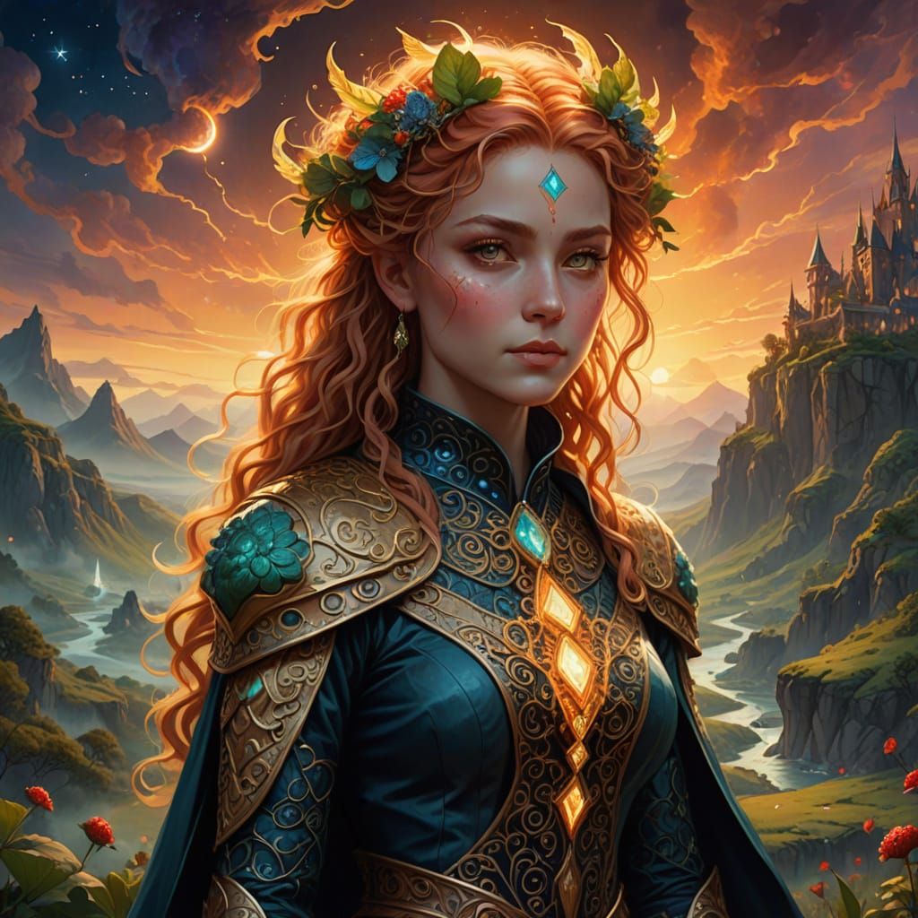 Ethereal Fantasy Portrait of a High Femme Israeli Woman in W...