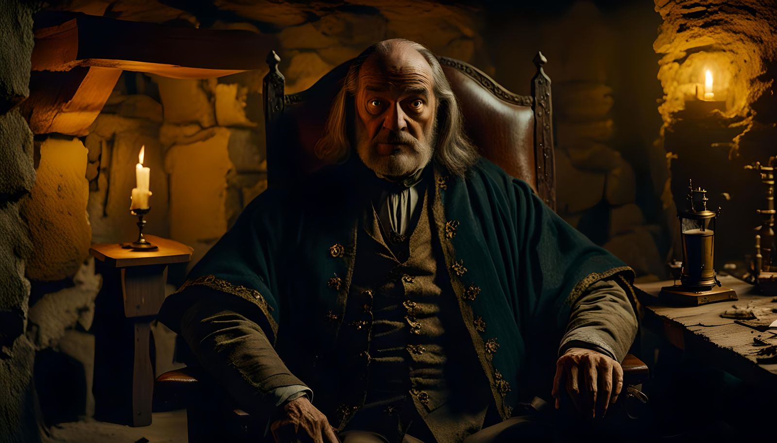 Baron of Crow's Perch in Dimly Lit Chamber