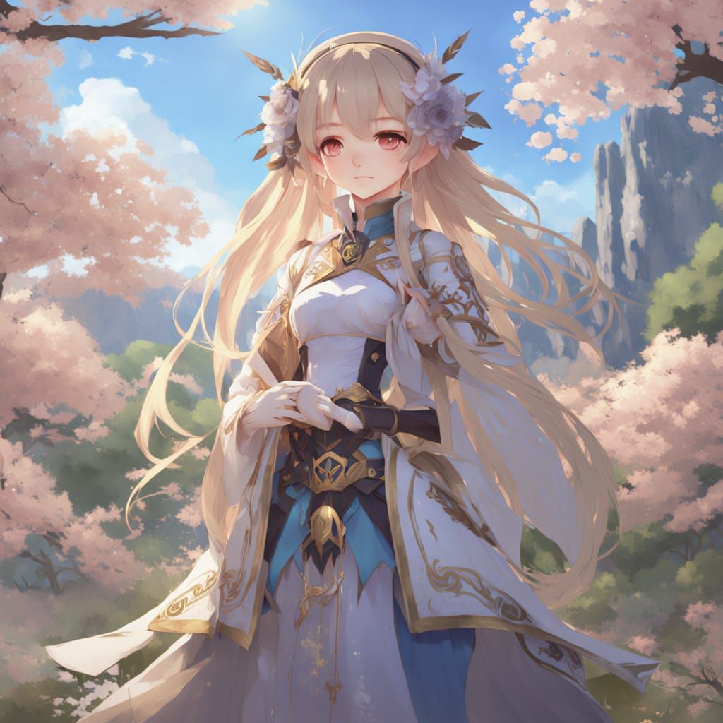 Anime-Inspired Goddess in a Blooming Garden