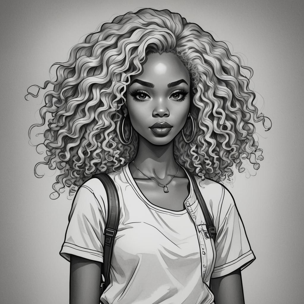 Youthful Black and White Summer Coloring Page