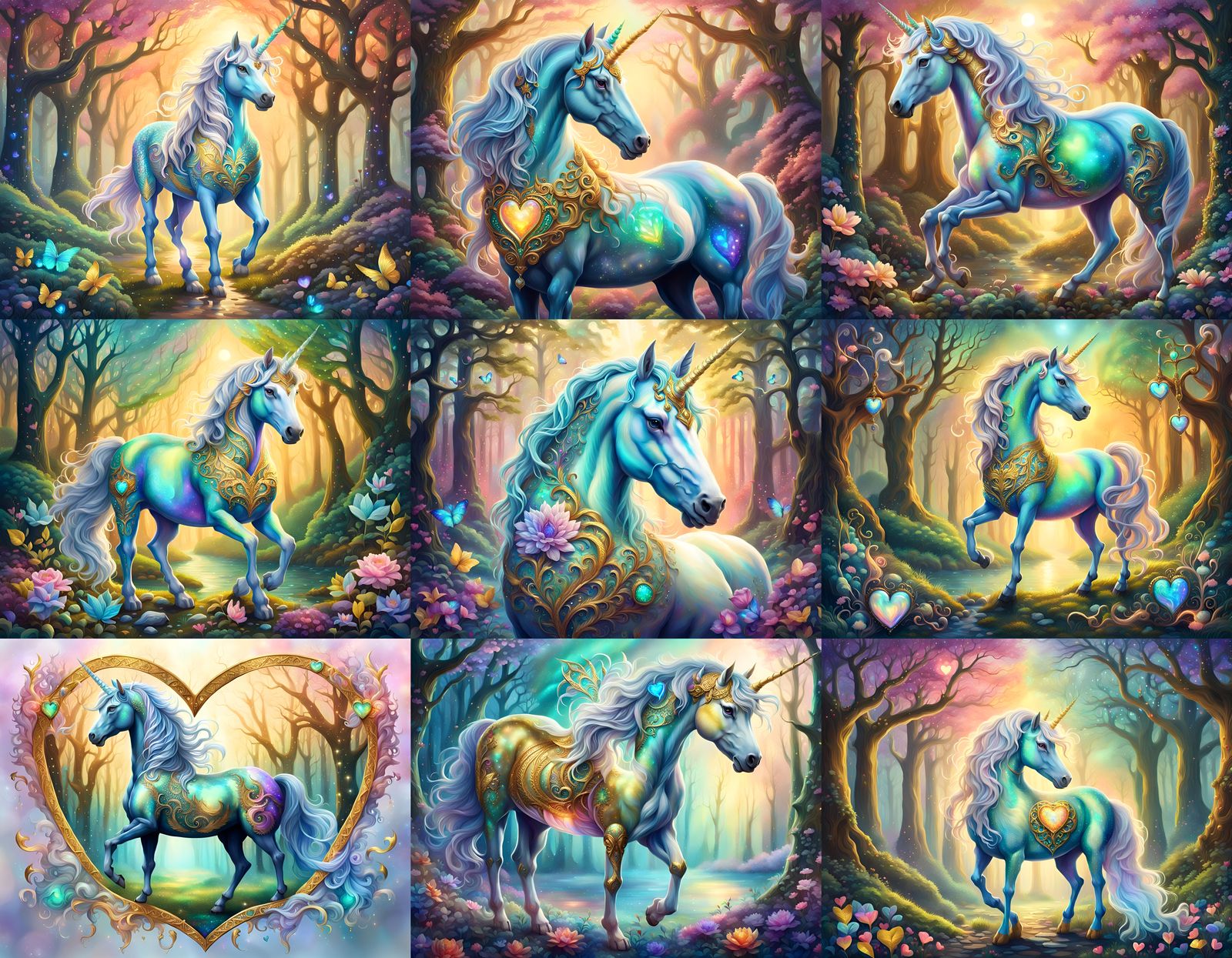 Bioluminescent Duocorn in Ethereal Forest, Fantasy Art