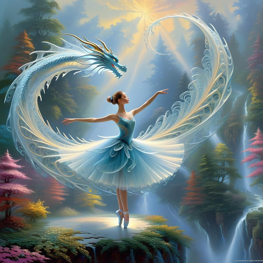 Graceful Ballerina Dancing in Modern String Art