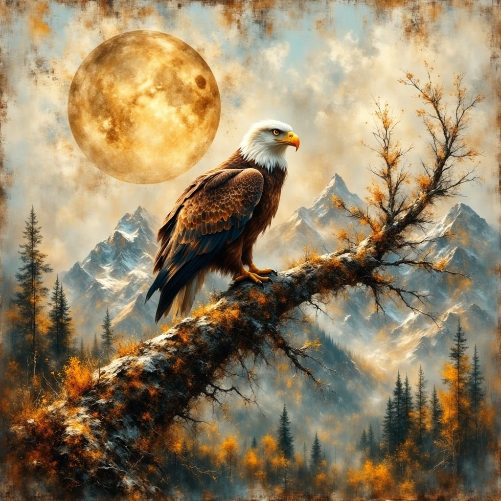 Abstract Bald Eagle in Mountain Park