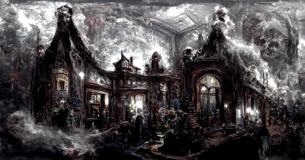 Creepy Haunted Victorian Mansion Interior in Digital Paintin...