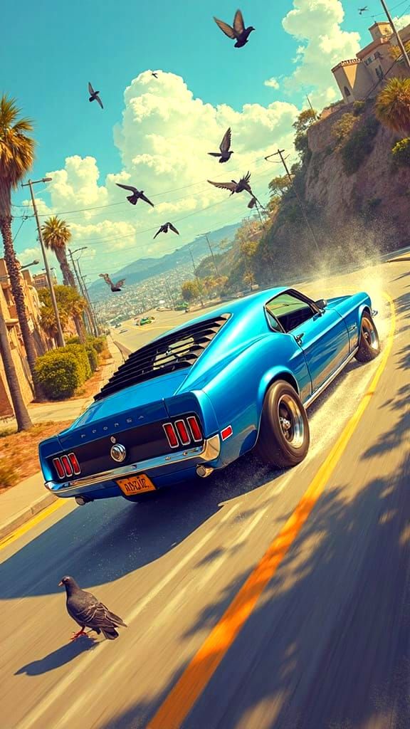 Ford Mustang Takes Flight: Futuristic Digital Art