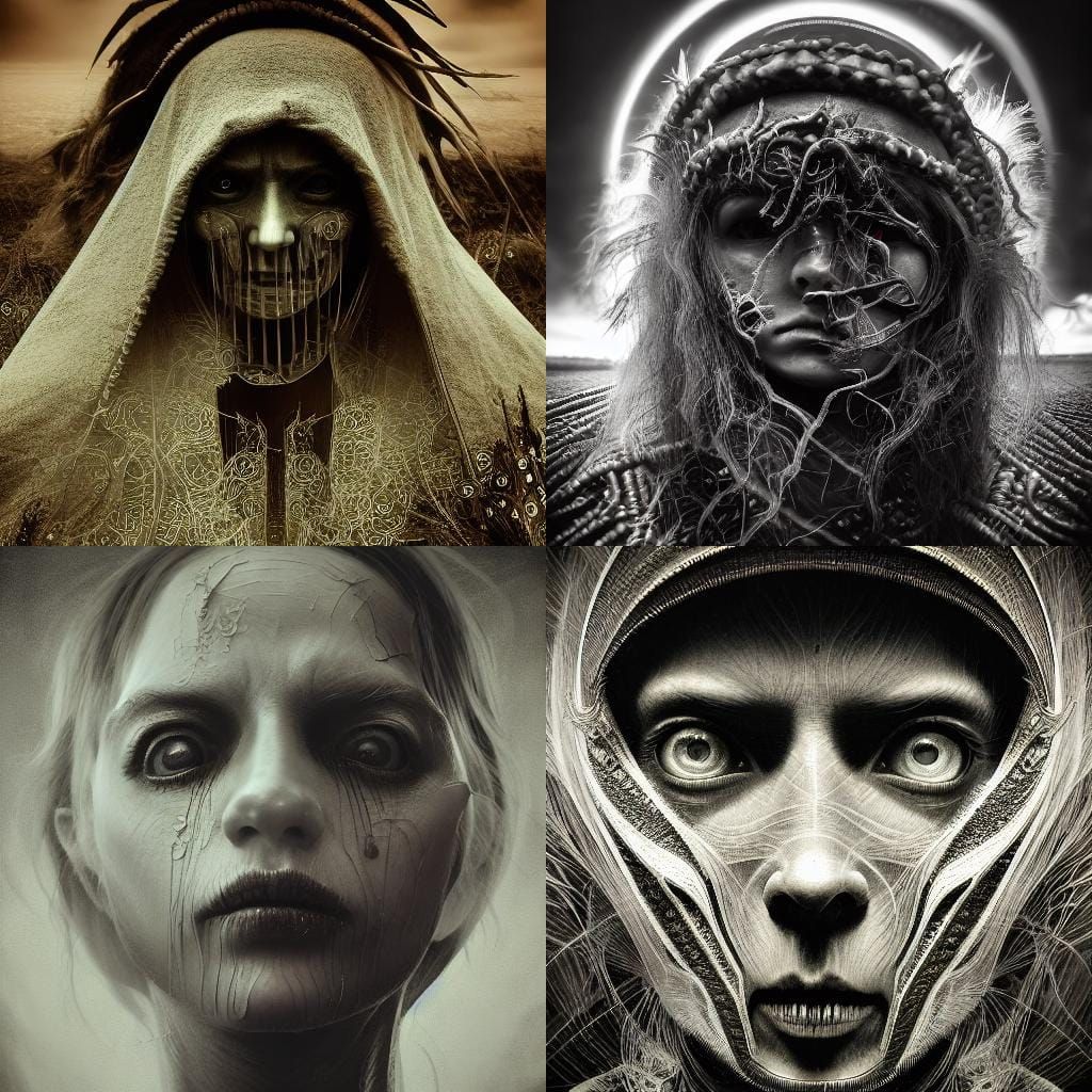 Intense Dark Portrait with Dramatic Lighting