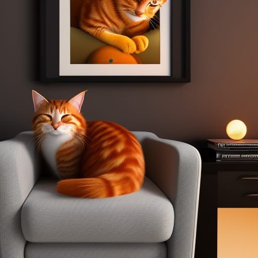 Ginger Cat Sleeping: Pixar Style 3D Render