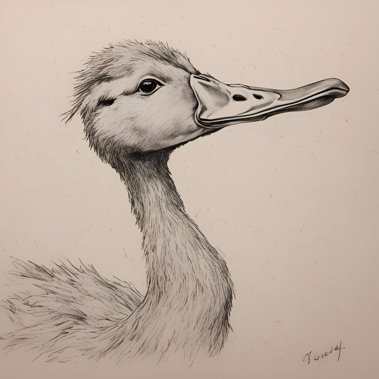 Vintage Goose Sketch with Border