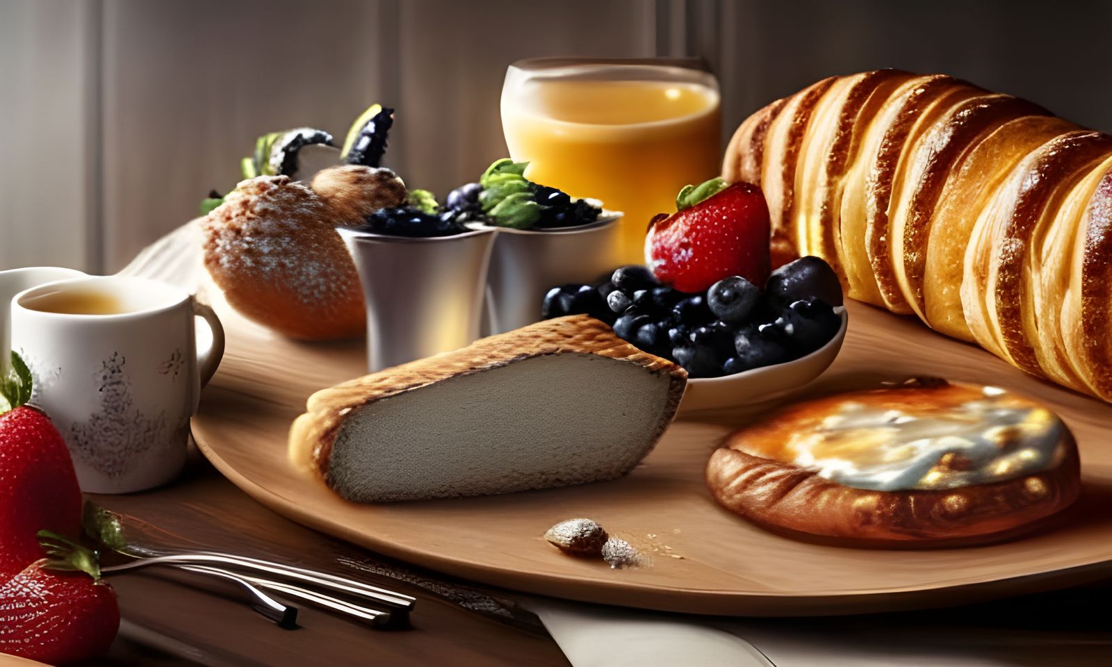 Extravagant Breakfast Feast in Hyperrealistic Style