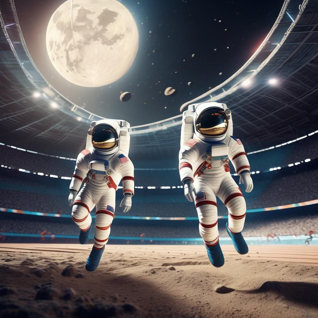 Astronauts Compete in Lunar Olympic Long Jump