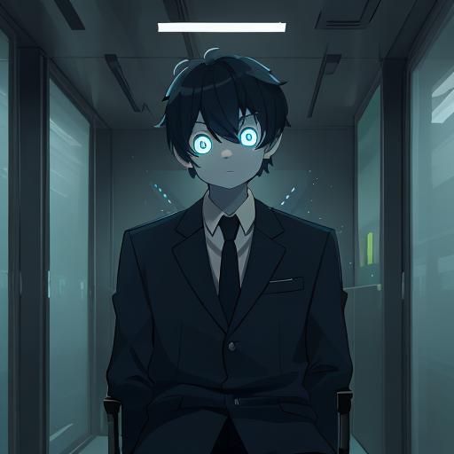 AI Concept Art: Bored Robot Working at Desk