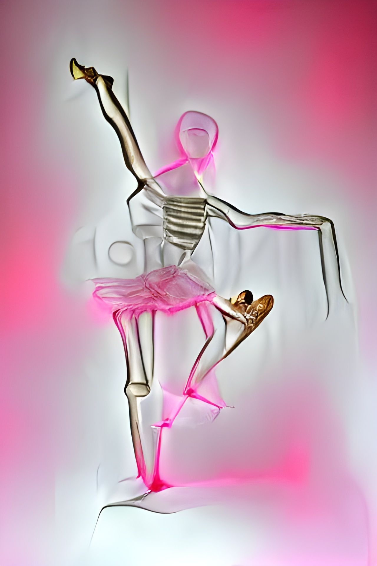 Ballet Skeleton in Pink Tutu: Digital Light Painting