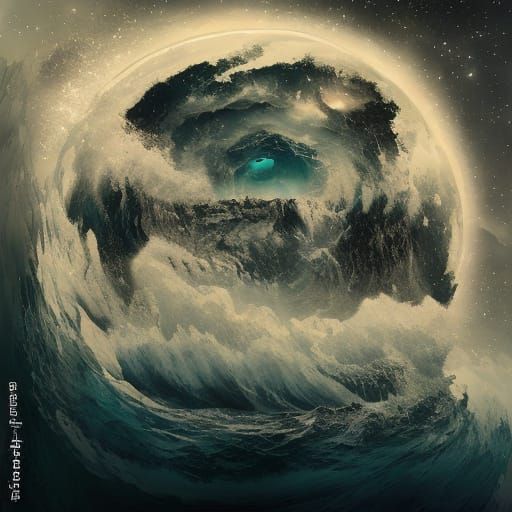 Stormy Ocean Vortex at Night