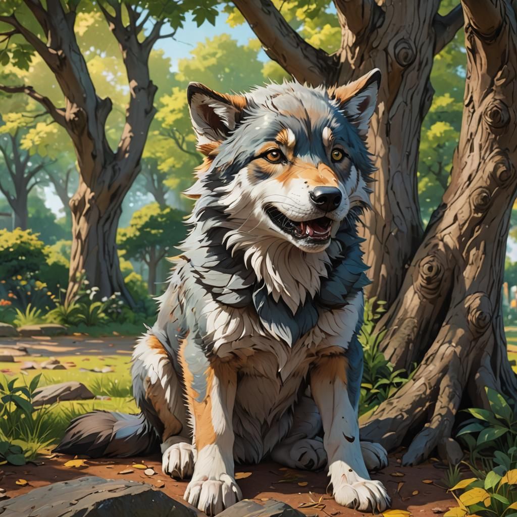 Anime Wolf Puppy About to Sneeze