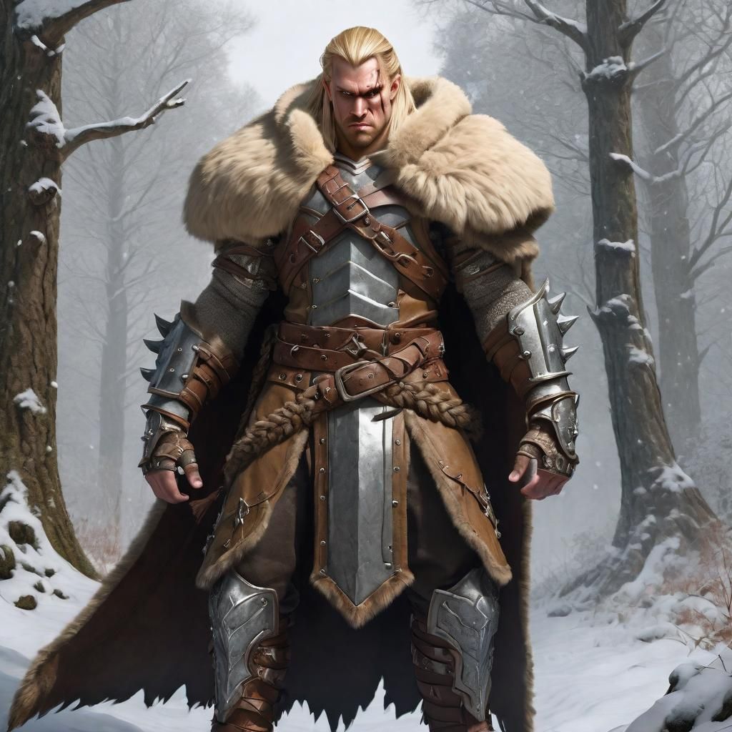 Furious One-Armed Goliath Warrior in Warcraft Style