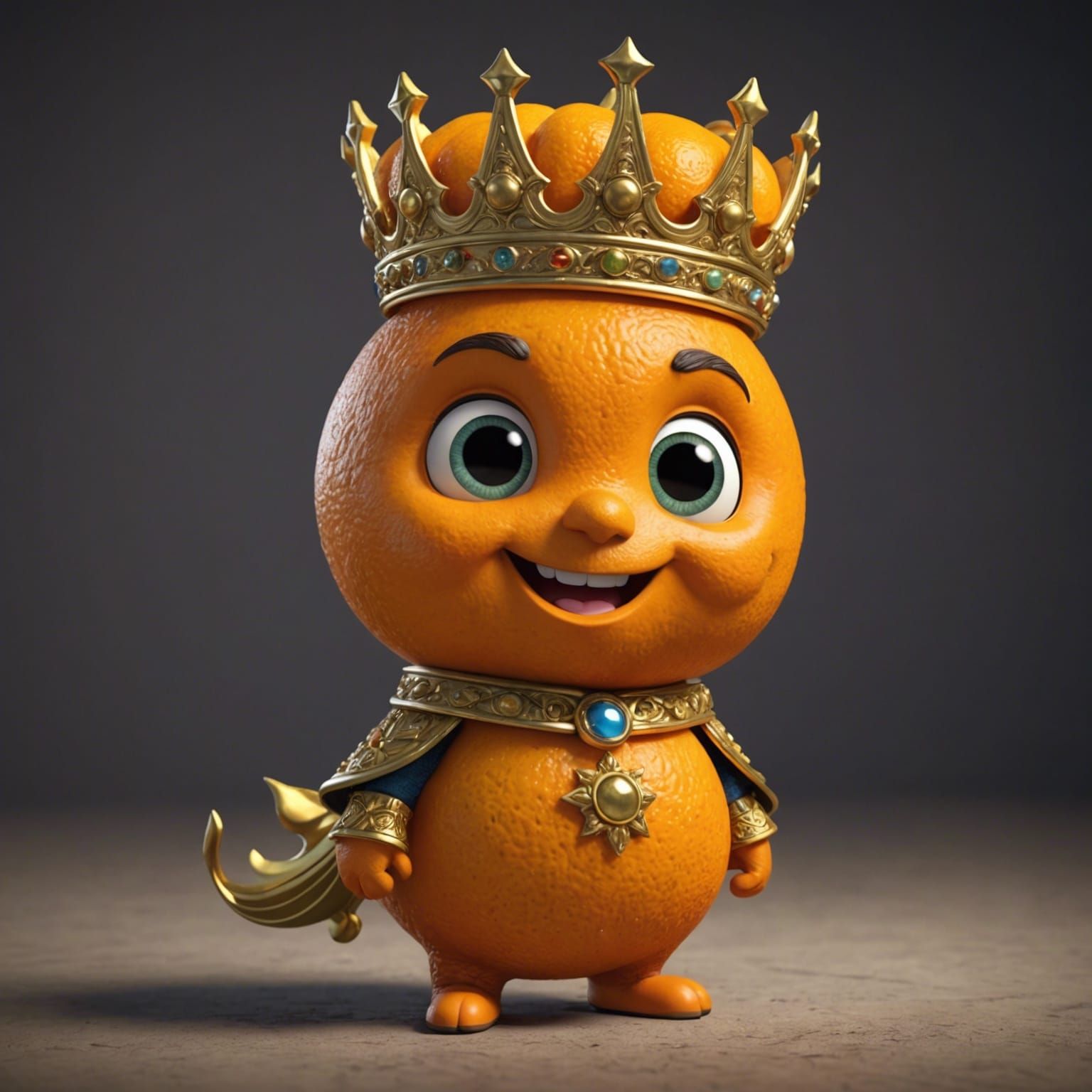 Anthropomorphic Orange in Dutch Baroque Chibi Style