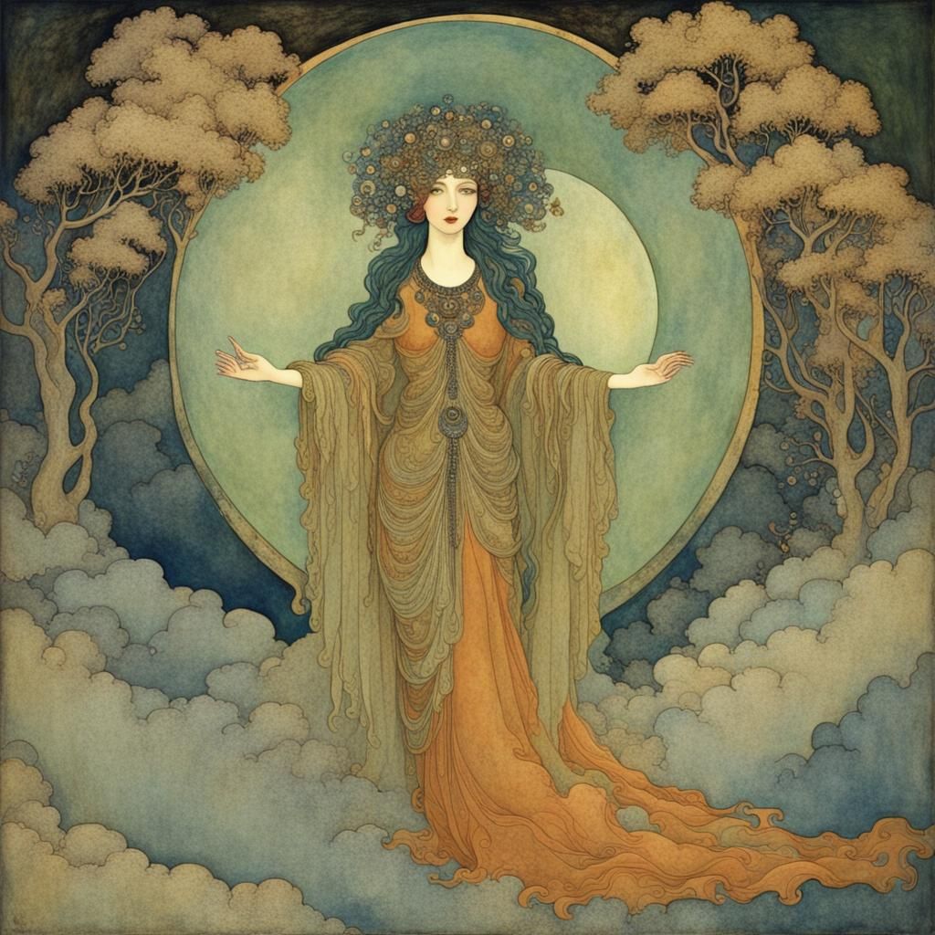 Mother Nature Goddess in Abstract Style