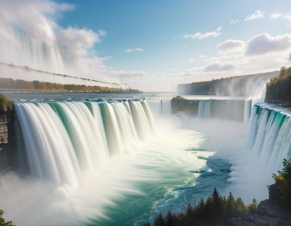 Cinematic Niagara Falls in Oil Painting Style