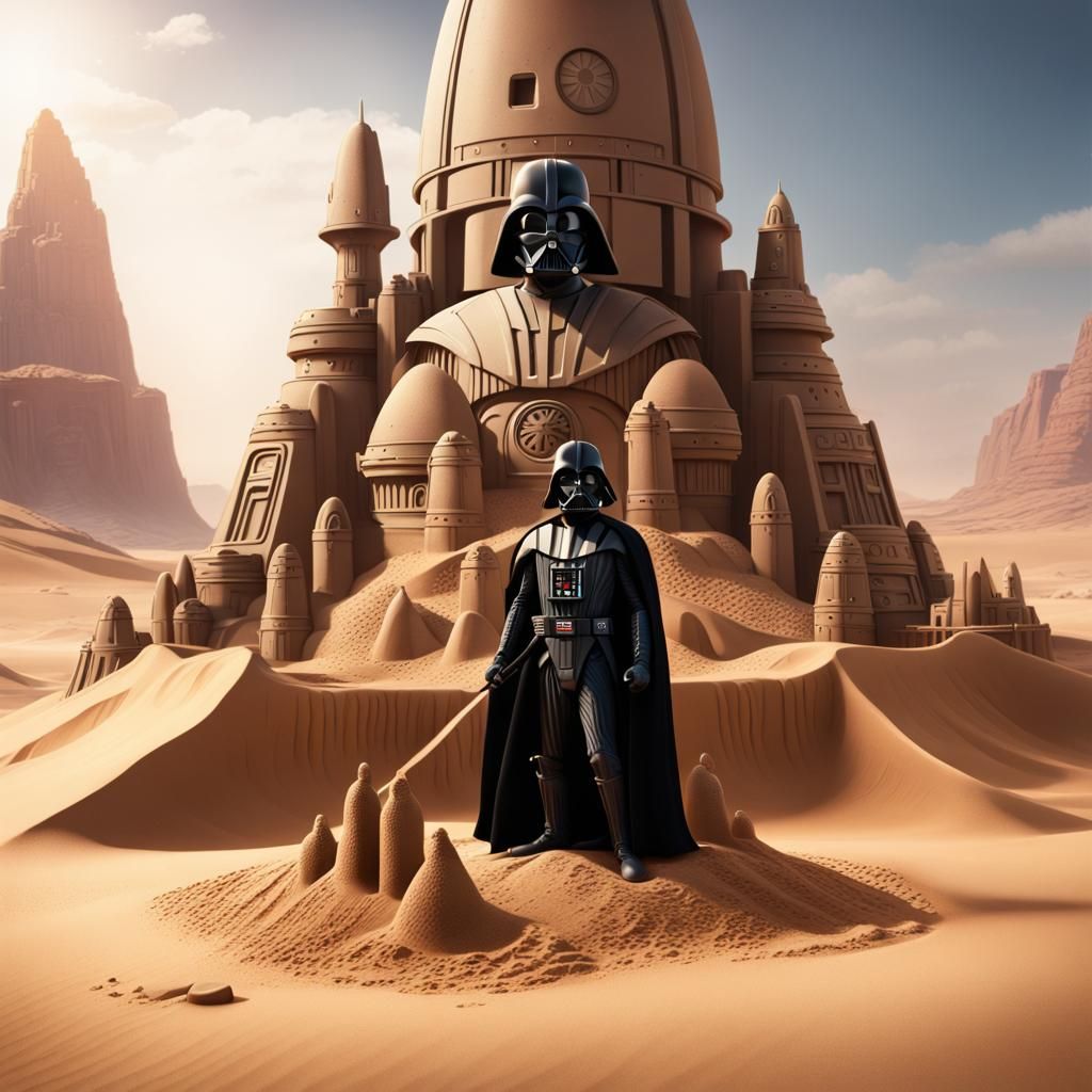 Darth Vader's Sandcastle on Tatooine: Detailed Matte Paintin...