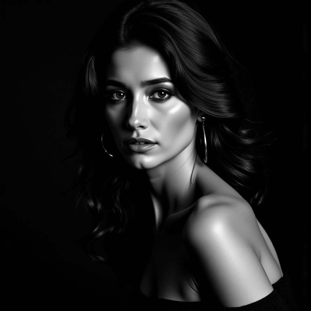 Black and White Film Noir Portrait of a Woman