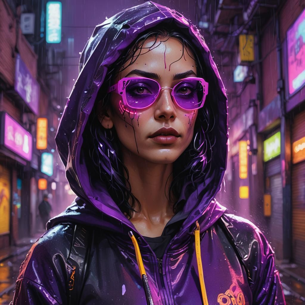 Cyberpunk Catrina Portrait in Neon Alleyway