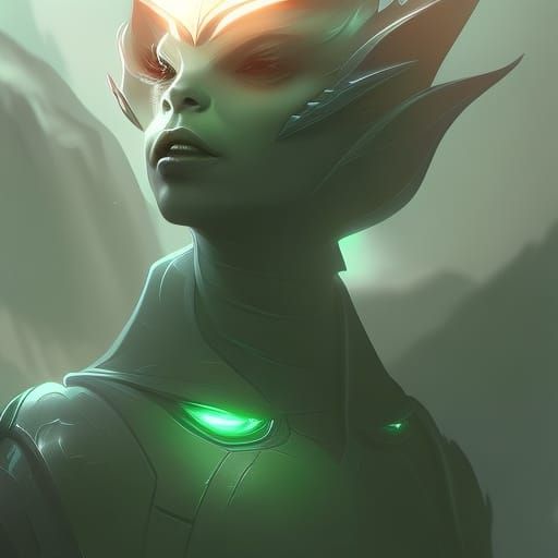 Reptilian Alien Portrait in Detailed Art Style