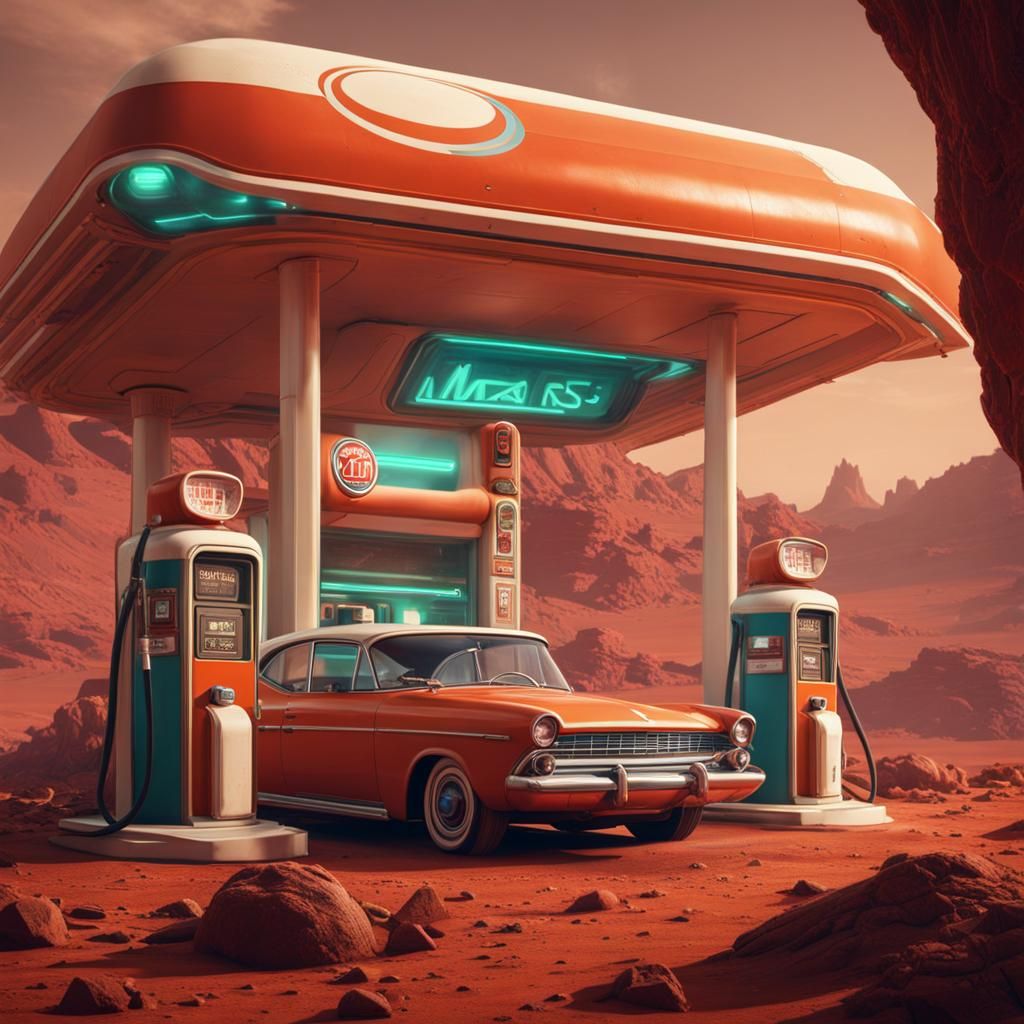 Retro Gas station on Mars