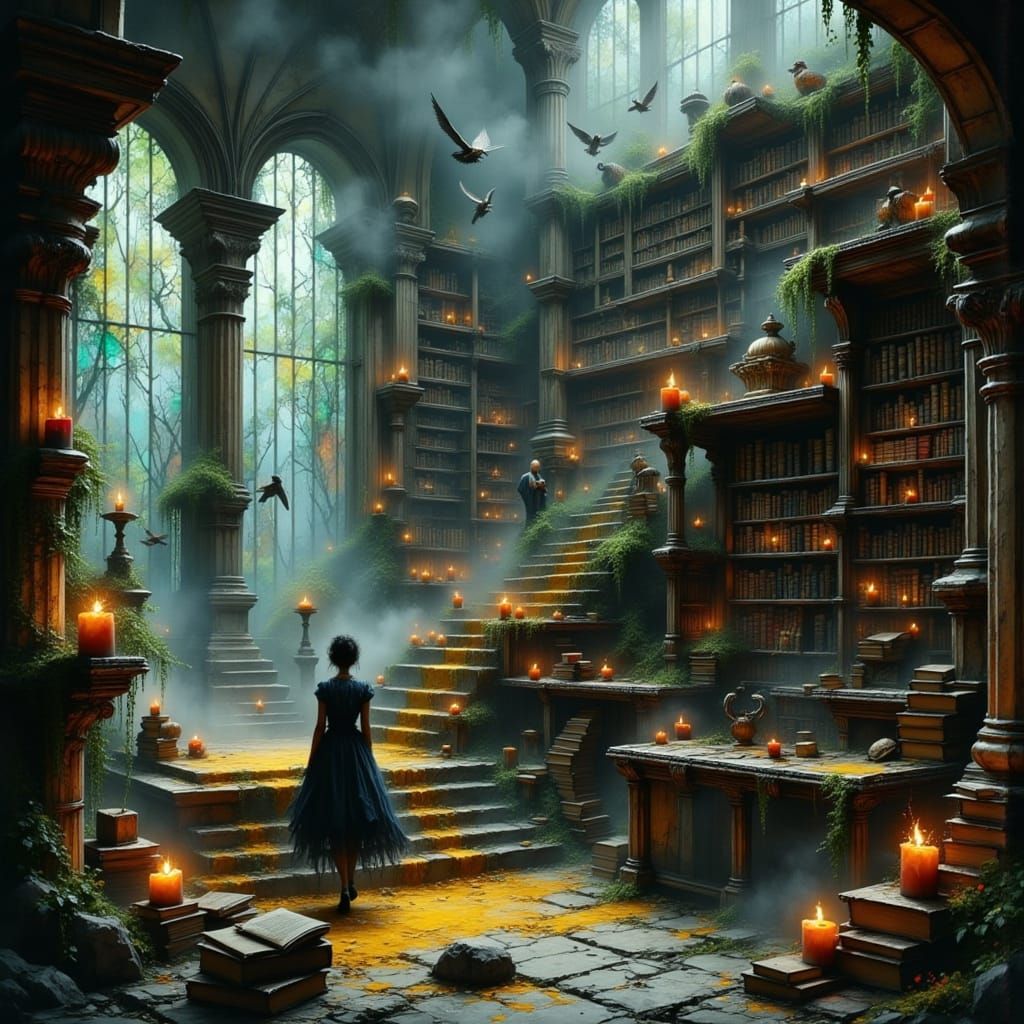 Magical Library Scene in High Fantasy Style