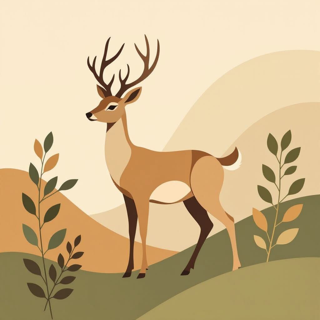 Elegant Deer Silhouette in Abstract Geometric Art