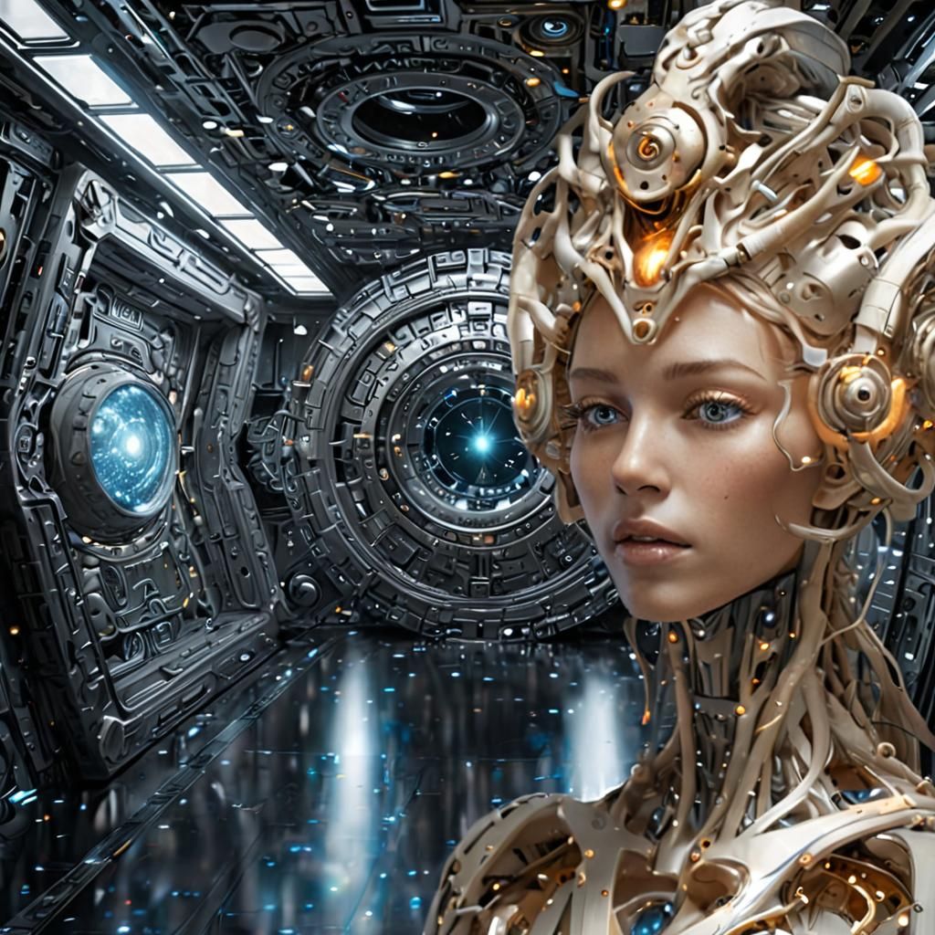 AI Goddess in Multiverse Portal Chamber