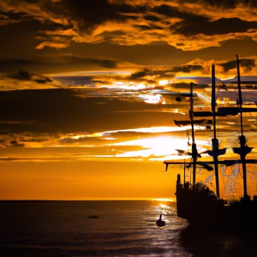 Galleon at Sea During a Beautiful Sunset