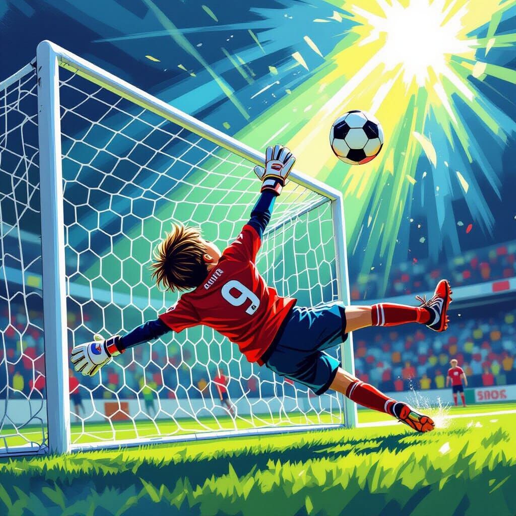 Young Goalie Misses Goal in Dynamic Scene